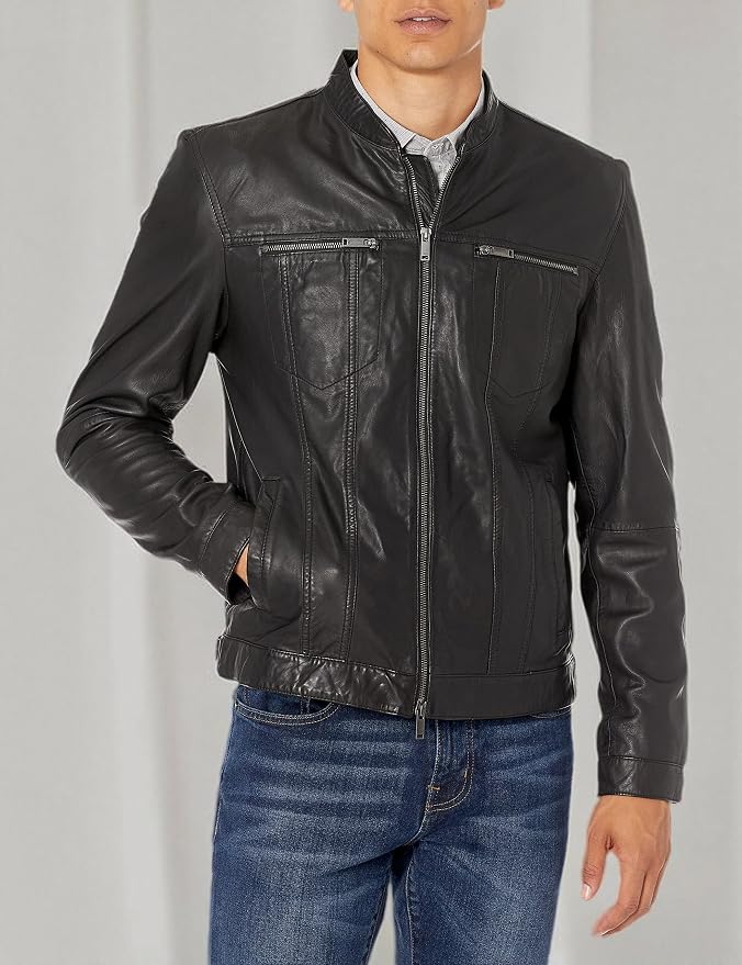John Varvatos Men's Brando Leather Jacket